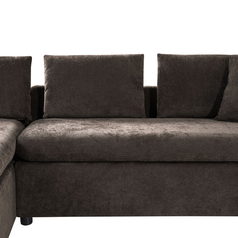Modern L Shaped Sectional Sofa With Upholstery And Wooden Storage