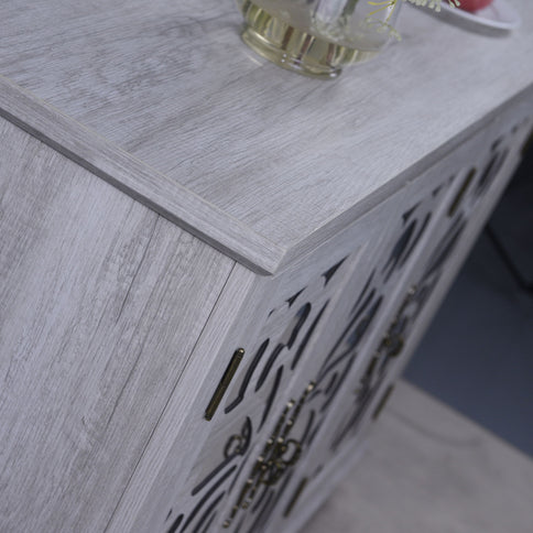 3 Door Mirrored Sideboard Cabinet With Adjustable Shelves