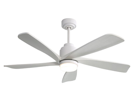 52" Ceiling Fan With Dimmable LED Light, 5 Blades, Reversible DC Motor, Smart Remote Control - White