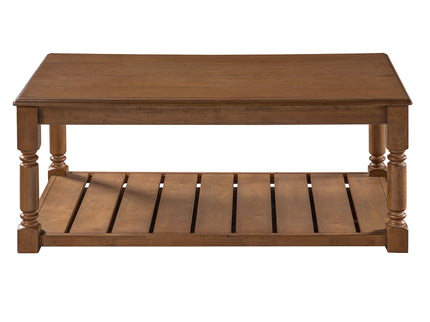Coffee Table With Slatted Lower Shelf For Living Room