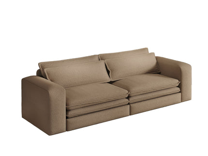 King Size Sleeper Pull Out Sofa Bed, 3 In 1 Convertible Chaise Lounge With 2 Pillows For Living Room - Camel