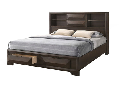 Contemporary Style Bed With Bookcase Headboard And Footboard Storage