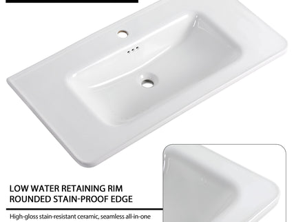 Freestanding Bathroom Vanity With Sink, 2 Small Storage Cabinets, Soft Close Doors