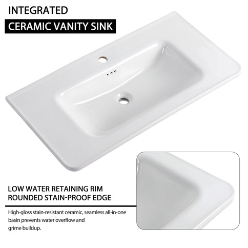 Soft Close Door Freestanding Bathroom Vanity With Sink, 1 Small Storage Cabinet
