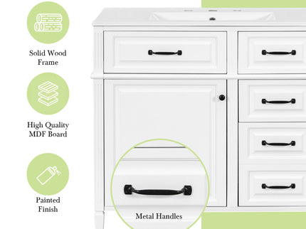Modern Bathroom Vanity With Sink Top, Flip Drawer Design
