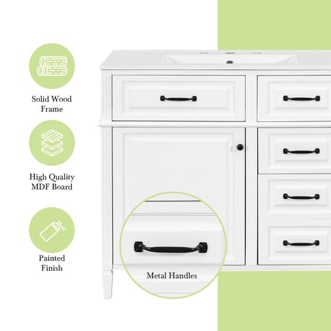 Modern Bathroom Vanity With Sink Top, Flip Drawer Design