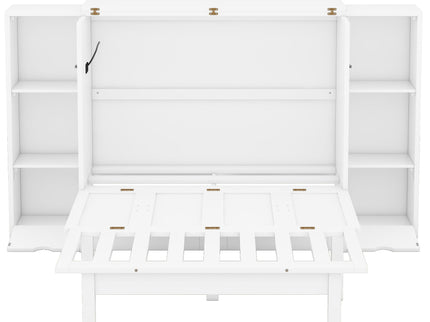 Murphy Bed With Shelves, Drawers And USB Ports