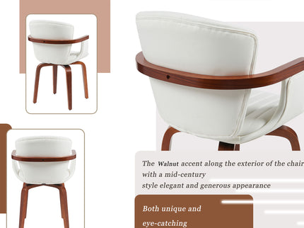 Mid Century Modern Bentwood Swivel Dining Chairs (Set of 2) - White / Walnut