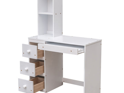 Loft Bed With Stand Alone Bed, Storage Staircase, Desk, Shelves, And Drawers