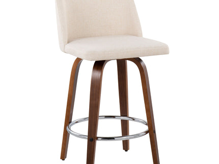 Toriano - Mid-Century Modern Fixed Height Counter Stool With Round Footrest (Set of 2)