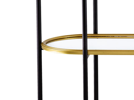 3 Tier Metal Console Table, Mirrored Shelf - Golden Black