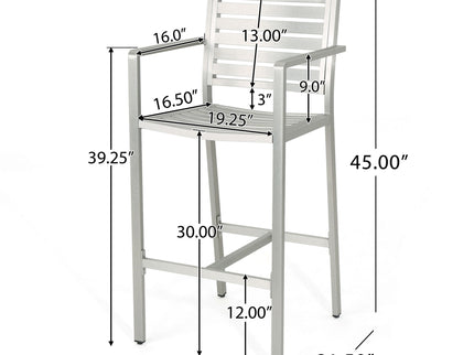 Outdoor Aluminum Rust Proof Barstools (Set of 2) - Silver