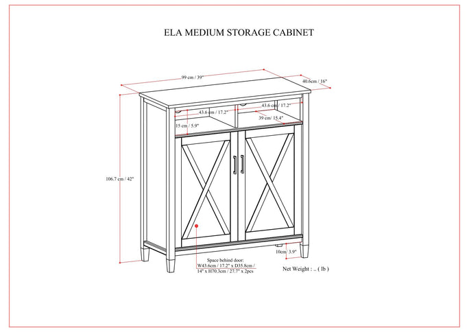 Ela - Medium Storage Cabinet - Smoky Brown