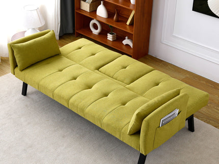 Sofa Bed With Foldable Design And Cup Holder - Green