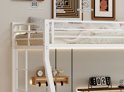 Bunk Bed For Kids, Convertible Frame With Ladders & Guardrail