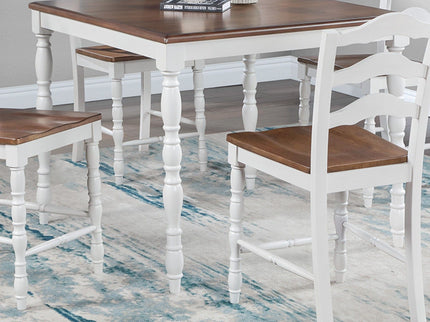 5 Piece Counter Height Dining Set With Table 4 Chairs - Oak / White