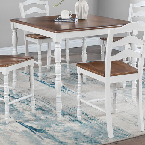 5 Piece Counter Height Dining Set With Table 4 Chairs - Oak / White
