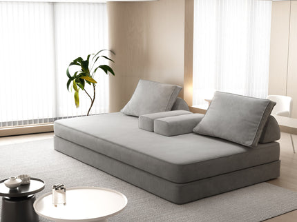 Multifunctional Convertible Sofa Bed With 2 Tumbler Backrests And 2 Pillows, Deep Seat Couch