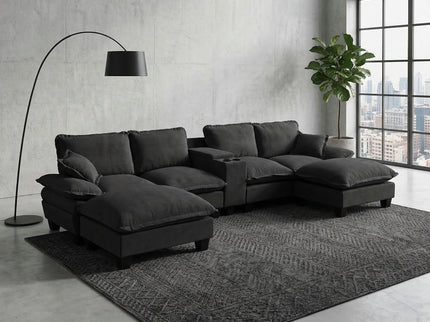 Modular Cloud Couch Sofa With Cup Holders & Storage, USB Port