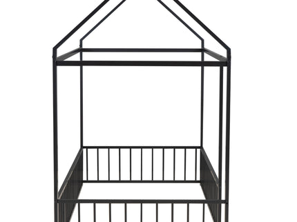 Metal Bed House Bed Frame With Fence