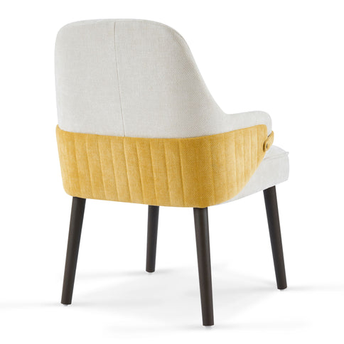 Indoor Dining Chair (Set of 2) With Sturdy Frame - Beige / Yellow