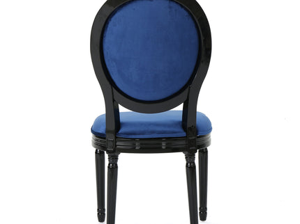 French Country Inspired Dining Chair With Iconic Round Backrest - Navy Blue