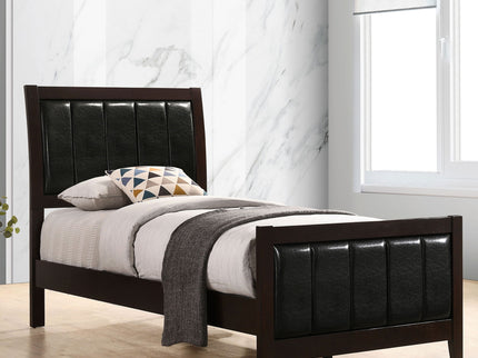 Twin Panel Bed With Headboard And Tapered Legs - Brown