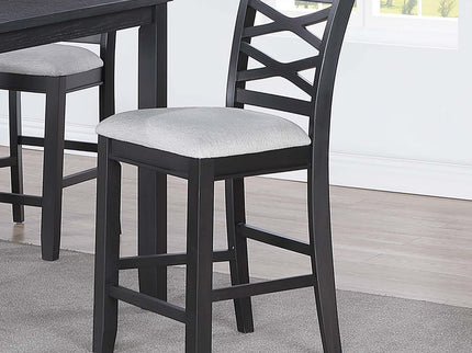 Dining Table Set With 4 Cross Back Chairs, Upholstered Cushions - Charcoal