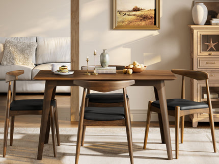 5 Piece Dining Set With 1 Table And 4 Upholstered Chairs - Walnut / Black