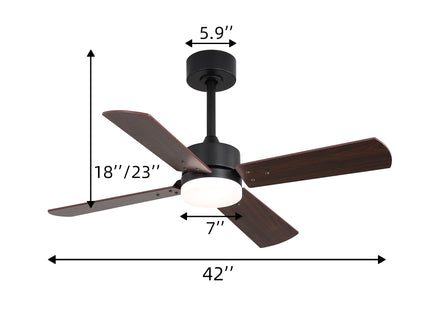 42" Ceiling Fan With Light And Memory Function, DC Reversible Motor, 4 Blades