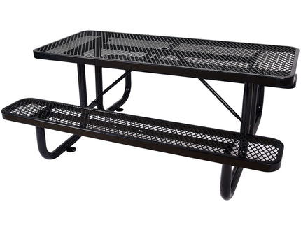 Rectangular Outdoor Steel Picnic Table With Umbrella Pole