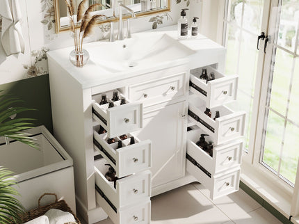 Modern Bathroom Vanity With Sink Combo, 6 Drawers And 1 Cabinet