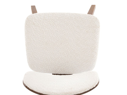 Modern Boucle Fabric Upholstered Side Chair, Bentwood Frame - White / Walnut