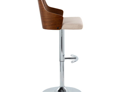 Ariana - Mid Century Modern Adjustable Barstool Stool With Swivel With Rounded T Footrest (Set of 2)