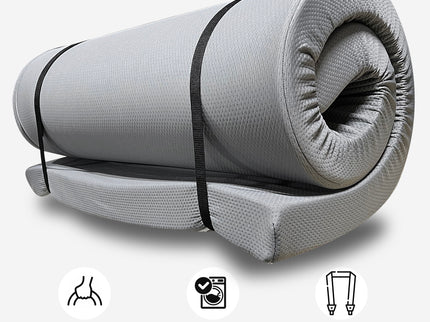 Memory Foam Camping Mattress With Water Resistant Zipper Cover - Gray