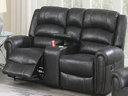 Power Reclining Loveseat With USB Port And Cup Holder Console - Black
