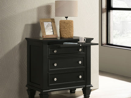 3 Drawer Nightstand With Pull Out Tray - Black