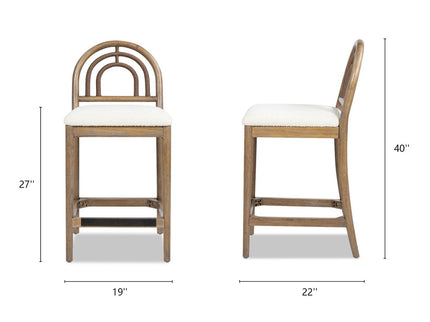 Leon - Arched Back & Upholstered Counter Stool (Set of 2) - Ivory White
