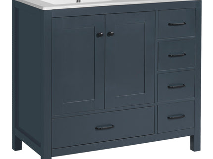 Bathroom Vanity With Sink Combo, 2 Soft Close Doors And 5 Drawers