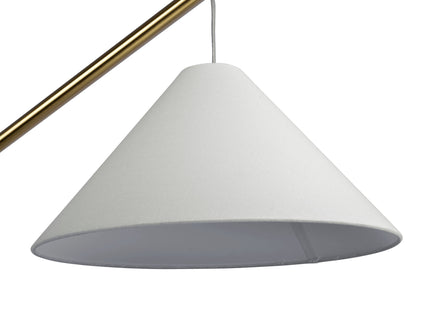 Lisbon - Floor Lamp With On / Off Switch Coned Base Hanging Shade - Antique Brass / White