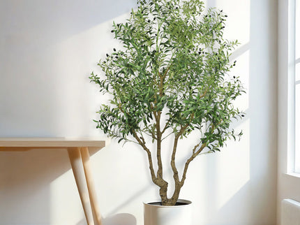 Artificial Olive Tree Large With Trunk, Indoor / Outdoor Decorative Plant For Living Room - Green