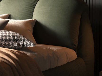Luxury Upholstered Platform Bed With Oversized Padded Backrest And Solid Wood Frame