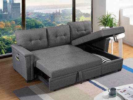 Ashlyn - Reversible Sleeper Sectional Sofa With Storage Chaise, USB Charging Ports And Pocket