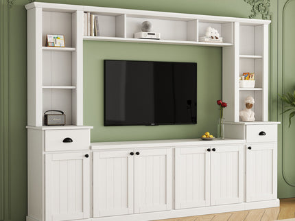 Minimalist Entertainment Wall Unit Set With Bridge For TVs Up To 75"
