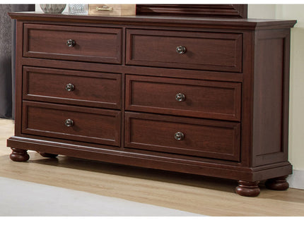 1 Piece Dresser, 6 Drawer Storage, Bedroom Furniture - Brown / Cherry