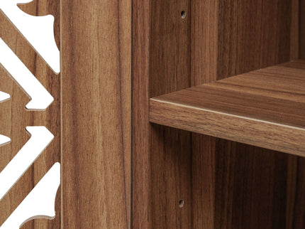 Tall Kitchen Pantry Cabinet With Hollow Carved Doors Adjustable Shelves Versatile Storage Cabinet For Kitchen - Walnut