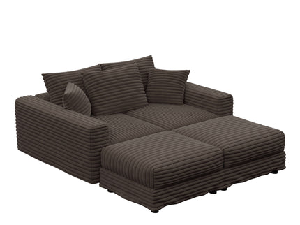 Deep Seat Convertible Sofa With Soft Pillows And Ottomans