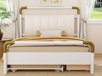 Storage Platform Bed, With 2 Big Drawers, Trundle