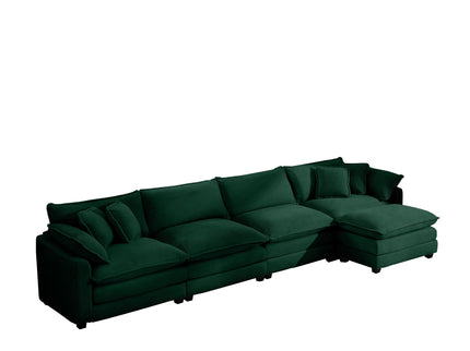 Modern Modular Cushion Sofa With Ottoman, Low Back, Deep Seating Sofa Set