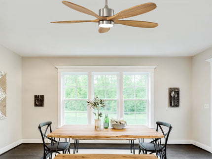 Ceiling Fan With Lights Quiet DC Motor Ceiling Fans 6 Speed Levels - Nickel